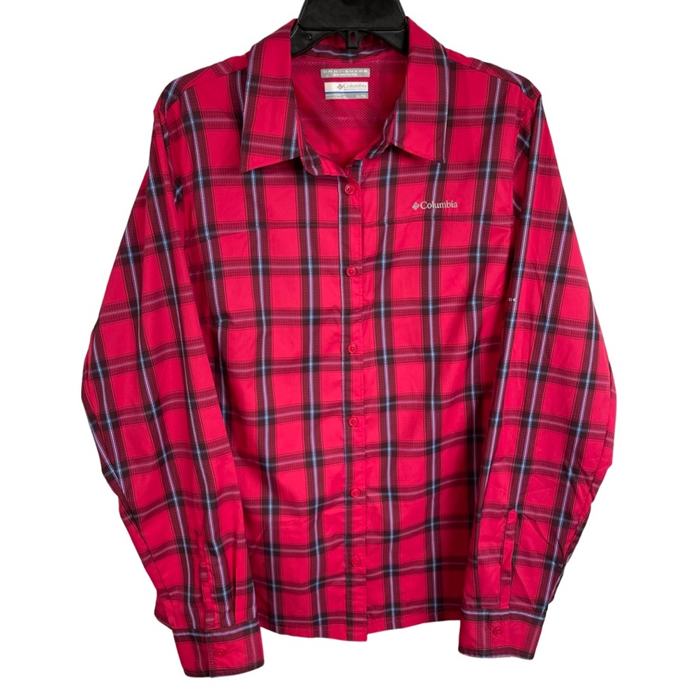 Columbia Omni-Shade Long Sleeve Plaid Shirt XL Red Zip Pocket Vented Back - Picture 11 of 11